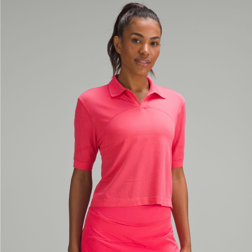 NWT Lululemon Swiftly Tech Relaxed Race Fit Cropped Polo Sz 4 Lip Gloss